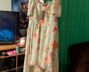 Lily Rose Floral High Low Dress in Pink and Orange